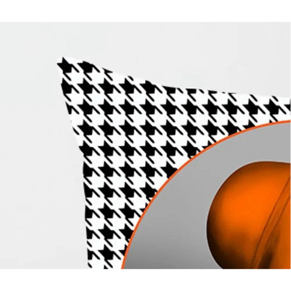 Orange Hat Pattern Pillow Cover In Black And White - Picture 3 of 4